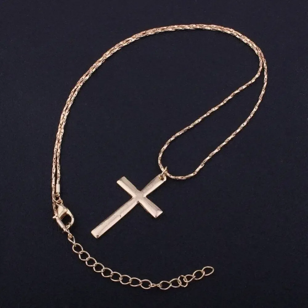 Miraculous Medal Religious Cross Gold Alloy Necklace Set - 2 Piece - Picture 6 of 8